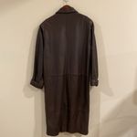 Jacqueline Ferrar  VTG Sz Small Chocolate Brown Leather Trench Coat Photo 4