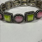 Pink and Green Stone Bracelet that Slips On Photo 3
