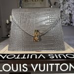 Borse In Pelle Gray Croc Embossed Leather Top Handle Chain Bag Made in Italy Photo 10