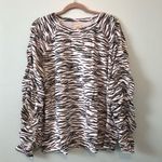 Chaser Sweatshirt Shirred Sleeve Black & White Zebra Print Sweatshirt Sz 3X NWT Photo 2