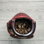 Vintage Straw woven reed basket purse with toggle closure purse bag tropcial Red Photo 2