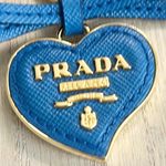 Prada  Blue Saffiano Leather Heart-Shaped Logo Bag Charm/Keyring Photo 4