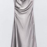 ZARA dress silver midi shower wedding party coctail Photo 7