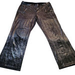 Juicy Couture  Women XL Velour Shiny Flare Black Silver Pull On Wide-Leg Pants Photo 0