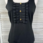 Vertigo Paris  Women's Black Ruffle Front Tank Top with Gold Buttons-XS Photo 0