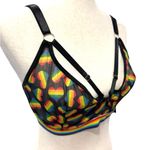 Rainbow Heart Patterned Bralette sz L Black Size L Photo 1