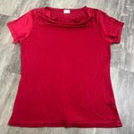 Cowl Neck Cap Sleeve Satin Blouse Red Size Small Photo 0