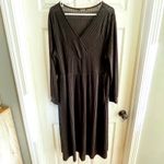 BLOOMCHIC Black Ribbed V Neck Long Sleeve Midi Dress Plus Size 18/20 Pockets Photo 2
