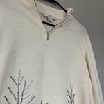 Coldwater Creek Vintage Beautiful Creamy White Beaded Tree Sweater Photo 2