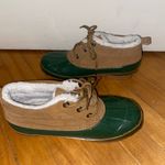 Bass Tamarack Rain Moccasin Shoes Womens Size 8 Green/Brown Leather Rubber Brown Photo 2
