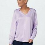 Elizabeth & Clark lavender satin stain tech blouse size 8 Photo 0