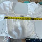 Abercrombie & Fitch White Puff Sleeve Square Neck Smocked Crop Top Womens Small Photo 4