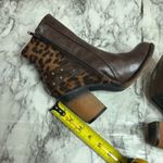 Pierre Dumas  cheetah animal print leather brown ankle boots block heel size 7 Photo 7