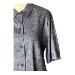 Theory  Dress Women 8 Blue Mayvine Linen Blend‎ Shirtdress Roll Tab Sleeve Mini Photo 5