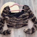 ZARA  corset tulle long sleeve ruched crop‎ top women’s size S Photo 0