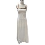 Handmade 1970s VTG Cream Empire Waist Maxi Dress W/ Sheer Shawl/Cape Brown Ombre Trim S Photo 3