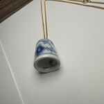 B & G Bing Porcelain White & Blue Thimble Pendant Necklace Made In Denmark Gold Photo 10