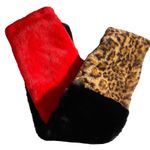 INC International Concepts Red Black Leopard Color Block Print Faux Fur Scarf Photo 6