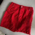 Honey Punch Red Denim Mini Skirt Photo 1