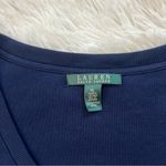 Ralph Lauren Lauren Blue Cotton V-Neck 3/4 Sleeve Sweater Top Size XL Photo 3