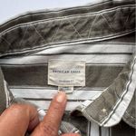 American Eagle Outfitters Olive and White Striped Oversized Fit Shirt Large Photo 6