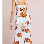 Anthropologie Postmark Blue&Brown Floral Silk Pamela Maxi Dress Sz.8P Photo 3