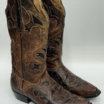 JB Dillon Western Boot Women 6.5 Brown Goat Leather Lizard Inlay JBW2213 Cowgirl Photo 0