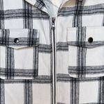 Crescent  Ivory and Charcoal Plaid Bomber Jacket with Faux Fur Collar Photo 2
