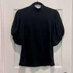 Sanctuary Puff-Sleeve Black Short Sleeve T-Shirt Top Blouse Mock Neck - Small Photo 1
