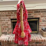 Betsey Johnson Bush Gardens Red Floral Seersucker Ruffle Dress / XL / Like New Photo 6