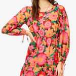 Billabong  Heaven sent open back puff sleeve tropical bohemian mini dress NWT MD Photo 0