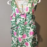 Moulinette Soeurs Green/Pink Leaf Floral Print Dress 100% silk exterior Photo 0