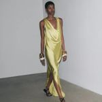 ZARA  maxi dress zwcollection satin flowy Sleeveless Lime  evening party wedding Photo 8