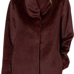 Eileen Fisher  High Collar Wool & Alpaca Blend Coat Casis Maroon XXS Photo 0