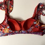Modcloth Red Floral Tie Strap Swim Suit Top EUC Size XL Photo 3