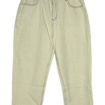 Miou Muse Women’s Jeans Size XL Ivory Stitched Washed Denim Fray Bottom Cuffed Photo 0