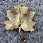 Sarah Coventry Gold Color Metal Leaf Shape Jewelry Pin Brooch Faux Pearl Accent Photo 8