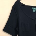 Lauren Ralph Lauren Women’s Black Henley Short Sleeve Midi Shirt Dress Size L Photo 3