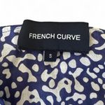 French Curve Navy Blue & White Print Coverup Tunic with Green Border Size Small Photo 3