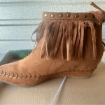 Arizona Jeans Arizona Jean Co. AZ TARLO Chestnut Fringe Ankle Booties Women's Size 8 Medium Photo 3
