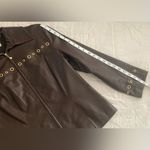 St. John Sport Brown Leather Jacket Coat Gold Grommet Y2K 90’s Style Petite Small) Photo 8