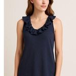 Lauren Ralph Lauren Petite Ruffle Silk Tank Top Navy P/L Blue Size undefined Photo 0