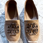 Tory Burch  Ines Leather Espadrilles Tan Logo Slip On Flats Size 8.5🧡 Photo 0