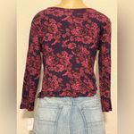 Bongo  Floral Ruched V-Neck Top - Purple and Red Photo 1