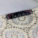 Ooh La La Ivory Open Crochet Fringe Blouse Top Small Photo 6