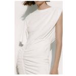 ZARA Ruched Mini Dress Womens M White Bodycon Short Sleeve Casual Party Club Photo 1