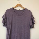 Loft ANN TAYLOR Outlet Lilac Purple Short Ruffle Sleeve T-Shirt / Shift Dress XS Photo 2