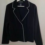 Sag Harbor Dress Blazer Black White Trim Buttons Business Casual Officewear Cute Size 10 Photo 0