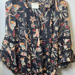 Anthropologie Maeve Odette Peasant Shirt Bird Black Floral Blouse Top Size Small Photo 1