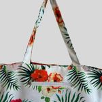 Hawaii Floral Canvas Women Tote Bag With Zipper & Tropical Print Black Size L Photo 2